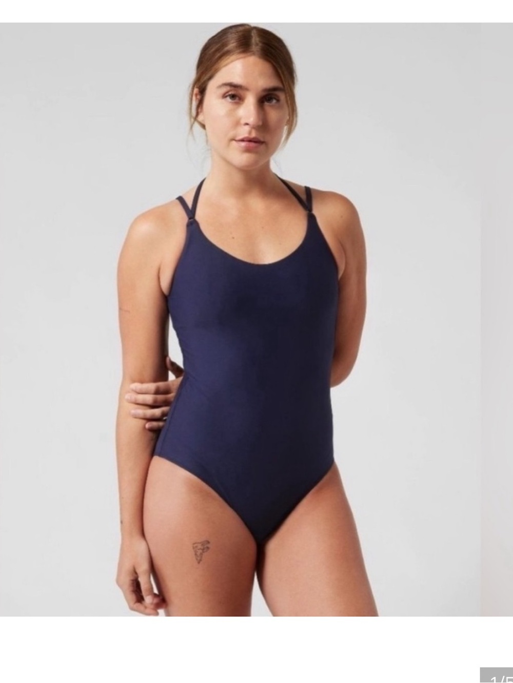 Athleta Navy Blue Keyhole One Piece Swimsuit - Size Large